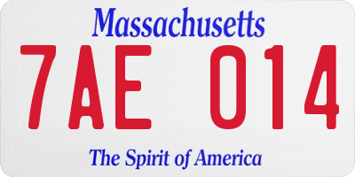 MA license plate 7AE014