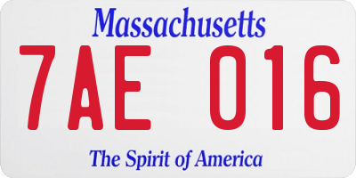 MA license plate 7AE016