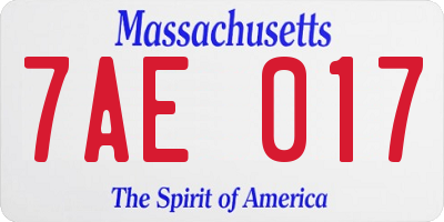 MA license plate 7AE017