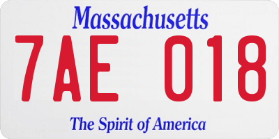MA license plate 7AE018
