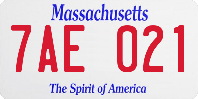 MA license plate 7AE021