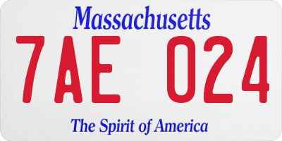 MA license plate 7AE024
