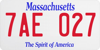 MA license plate 7AE027