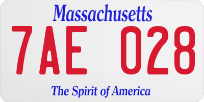 MA license plate 7AE028