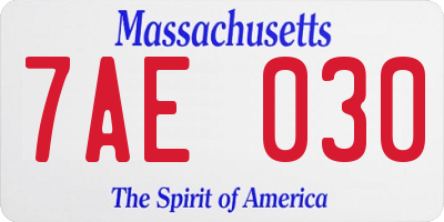 MA license plate 7AE030
