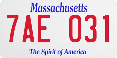 MA license plate 7AE031