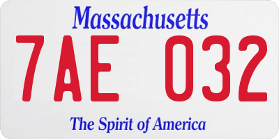 MA license plate 7AE032