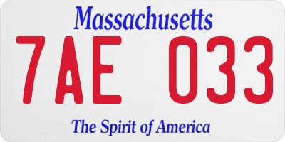 MA license plate 7AE033