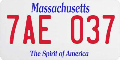 MA license plate 7AE037