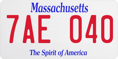 MA license plate 7AE040