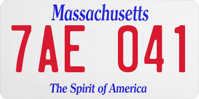 MA license plate 7AE041
