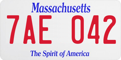 MA license plate 7AE042