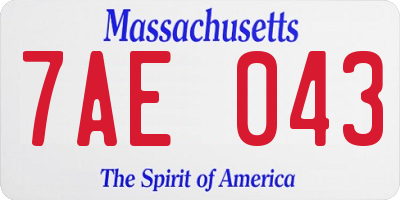 MA license plate 7AE043