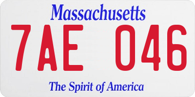 MA license plate 7AE046