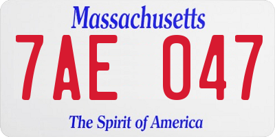 MA license plate 7AE047