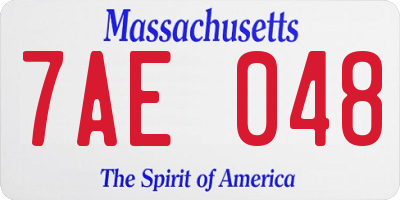 MA license plate 7AE048