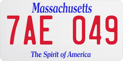 MA license plate 7AE049