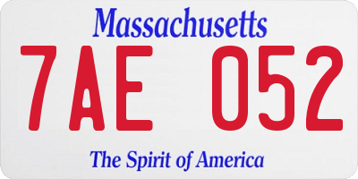 MA license plate 7AE052