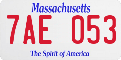 MA license plate 7AE053