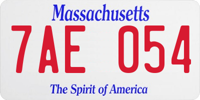 MA license plate 7AE054