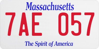 MA license plate 7AE057