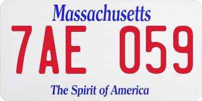 MA license plate 7AE059