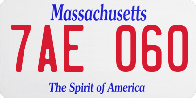 MA license plate 7AE060