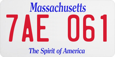 MA license plate 7AE061