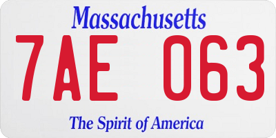 MA license plate 7AE063