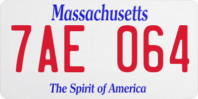 MA license plate 7AE064