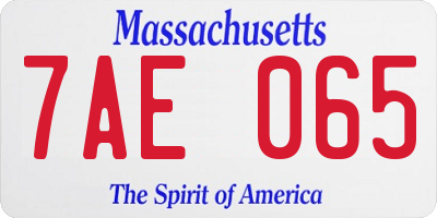 MA license plate 7AE065
