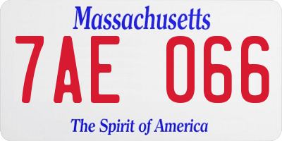 MA license plate 7AE066