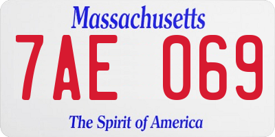 MA license plate 7AE069