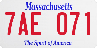 MA license plate 7AE071