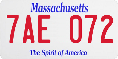 MA license plate 7AE072