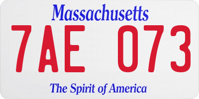MA license plate 7AE073