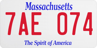 MA license plate 7AE074