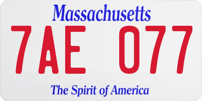 MA license plate 7AE077