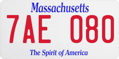 MA license plate 7AE080