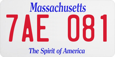 MA license plate 7AE081