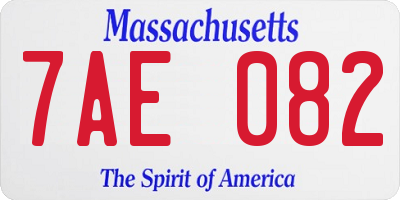 MA license plate 7AE082