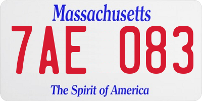 MA license plate 7AE083