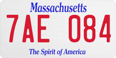 MA license plate 7AE084