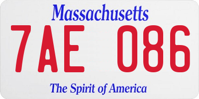 MA license plate 7AE086