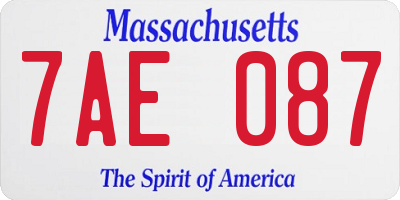 MA license plate 7AE087
