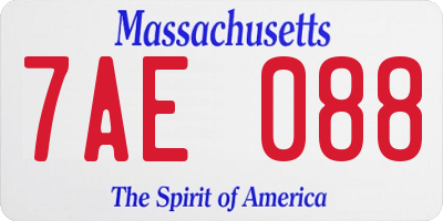 MA license plate 7AE088