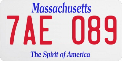 MA license plate 7AE089