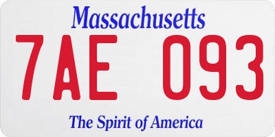 MA license plate 7AE093