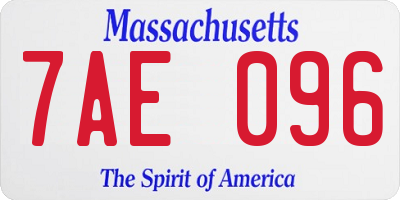 MA license plate 7AE096