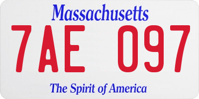 MA license plate 7AE097
